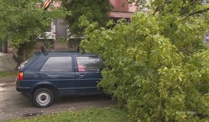 VIDEO – Nevrijeme u Banjaluci, drvo palo na automobil