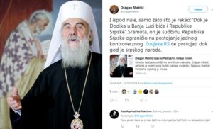 Dragan Mektić nastavlja sa uvredama patrijarha Irineja