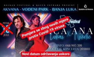 Odgođen koncert Ane Nikolić i Ace Lukasa u Banjaluci