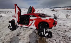 Automobilska ludorija: Stavio gusjenice na Lamborgini i provozao se po snijegu VIDEO