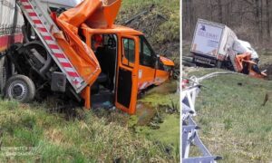 Teška saobraćajka na auto-putu: Kamionom naletio na putare, dvoje ljudi u bolnici