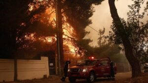 Grčki vatrogasci u borbi sa vatrenom stihijom nedaleko od Patrasa