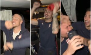 Bilo je “Koktela ljubavi”: Najluđi snimak iz autobusa reprezentacije nakon plasmana u Katar VIDEO