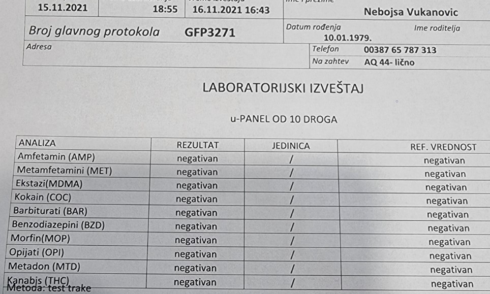 Vukanović se testirao na drogu: Poziva sve zvaničnike da posjete laboratoriju