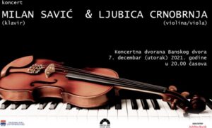 Novi koncert u Banskom dvoru: Nastupaju Milan Savić i Ljubica Crnobrnja