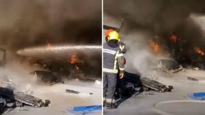 Veliki požar u Kruševcu: Gori skladište boja, veliki broj vatrogasaca na terenu