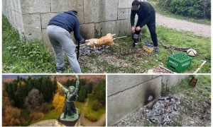 Oštetili spomenik na Fruškoj gori: Iskoristili kao zaklon tokom pečenja FOTO