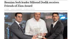Dugogodišnja podrška: Najčitanije izraelske novine o priznanju Dodiku u Јerusalimu
