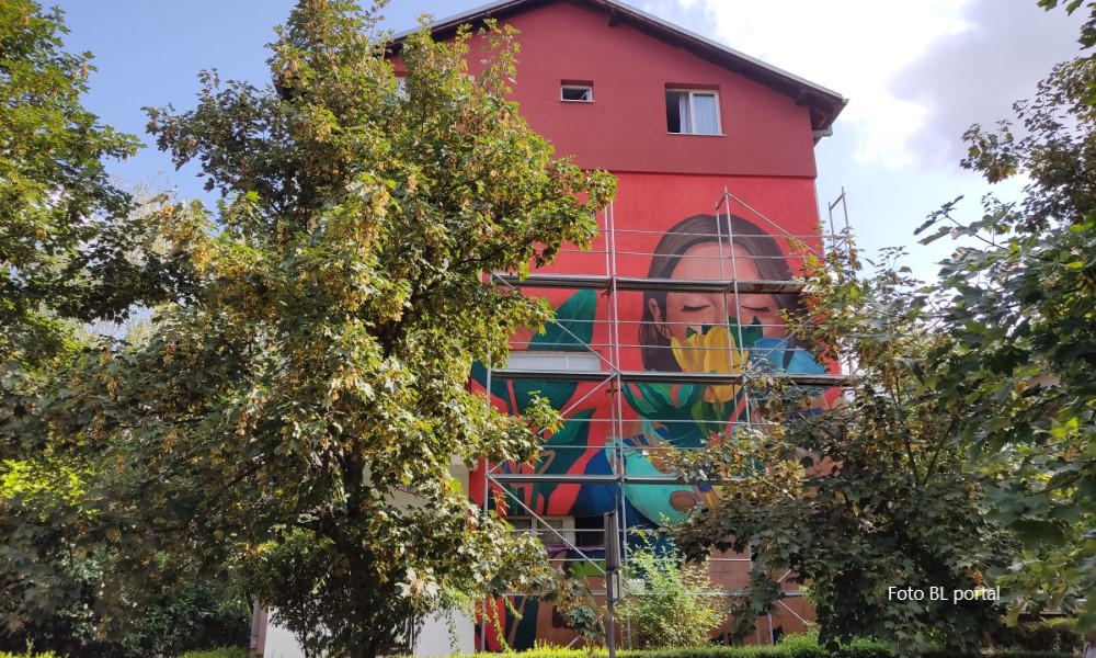 Novi mural u centru Banjaluke: Ko je lijepa žena sa cvijećem FOTO/VIDEO