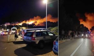 Veliki požar na plaži Zrće na Pagu: Stigao i kanader, bura otežava gašenje VIDEO
