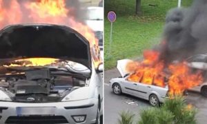 Požar u centru grada: Vatra progutala auto, građane uznemirile eksplozije