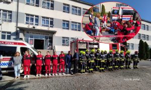 Povodom godišnjice zemljotresa u Banjaluci: Vatrogasci i hitna pomoć ispred Tehničke škole VIDEO