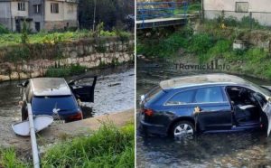Neobična saobraćajna nesreća: Audi završio u rijeci