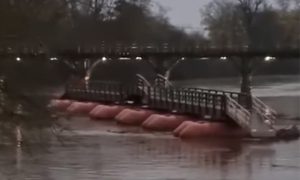 Sajle popucale: Otkačio se pontonski most i zaplovio rijekom VIDEO