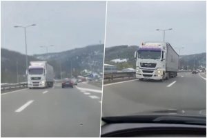 Nesvakidašnja scena na auto-putu: Kamion juri u kontra smjeru, ljudi u šoku snimali VIDEO
