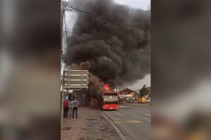 Vatrogasci na terenu: Zapalio se gradski autobus VIDEO