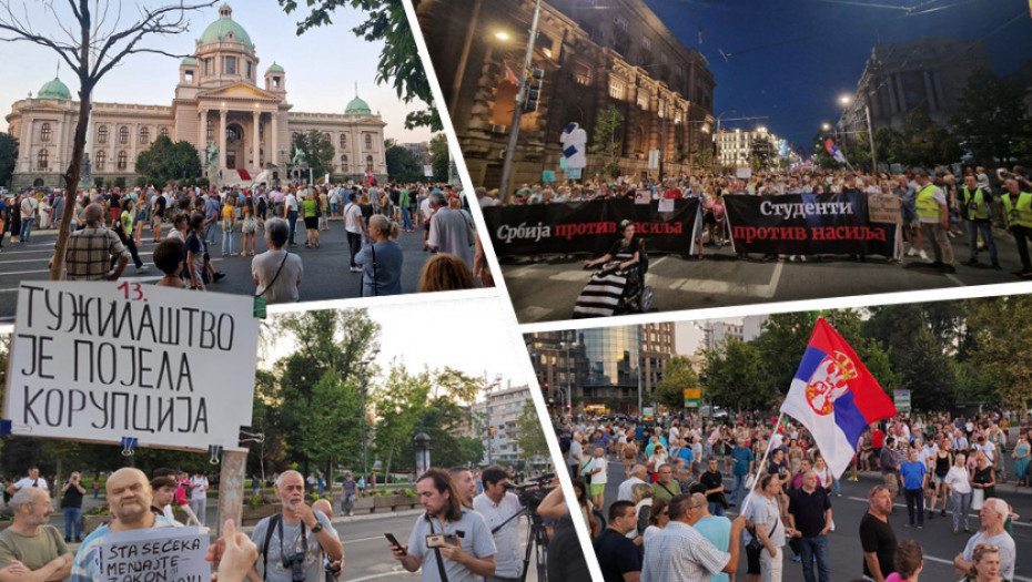 Završen 13. protest “Srbija protiv nasilja”: Opozicija poručila da ne odustaje od zahtjeva