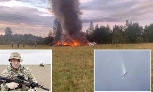 Snimak pada letjelice: Šef Vagnera skončao u zapaljenoj olupini aviona VIDEO