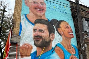 Mural sa likovima srpskih sportista u Čikagu: Nole, Jokić i Ivana Vuleta oslikani na zidu zgrade FOTO