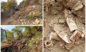 Prokopali put preko srpskog groblja: Zemlja sa posmrtnim ostacima odnijeta na smetljište