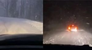 Snijeg napravio kolaps preko Romanije: Kamioni zaglavljeni u smetovima