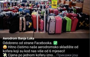 Ne nasjedajte na prevaru! Oglasio se banjalučki aerodrom: Ne prodajemo kofere za evro FOTO