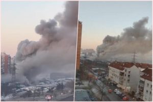 Ponovo gori kineski tržni centar u Bloku 70: 13 vozila i 46 vatrogasaca gasi vatru VIDEO