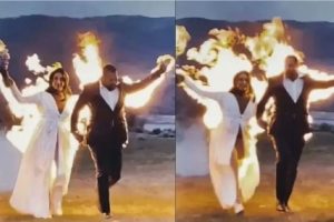 Novopečeni bračni par zapalio se na vjenčanju VIDEO