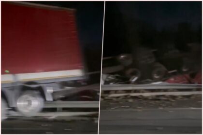 Jeziva nesreća na auto-putu: Smrskan kamion završio u suprotnoj traci VIDEO