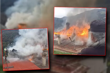 Požar u manastiru na Svetoj Gori: Vatra progutala dio velike svetinje VIDEO