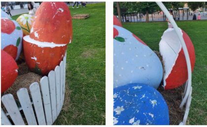 Na meti vandala: Oštećene tek postavljene vaskršnje dekoracije u centru Banjaluke