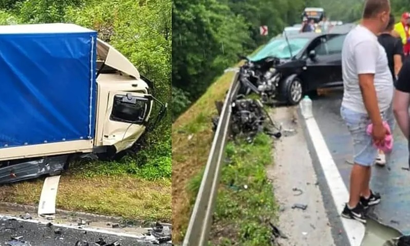 Sudar kamiona i automobila: Teško povrijeđena jedna osoba