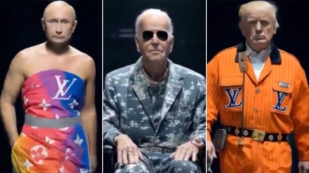 Putin u haljini, Bajden u kolicima, Tramp u zatvorskom kombinezonu – “zajedno na modnoj pisti” VIDEO