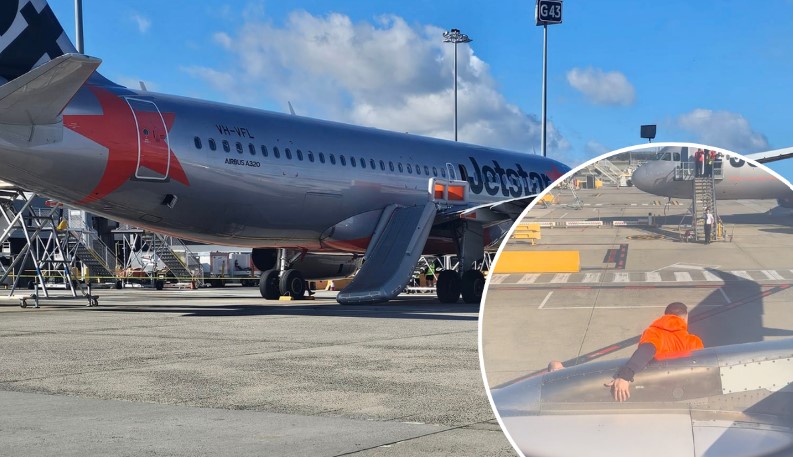 Vriska i panika: Putnik izašao na krilo aviona, pa uhapšen VIDEO