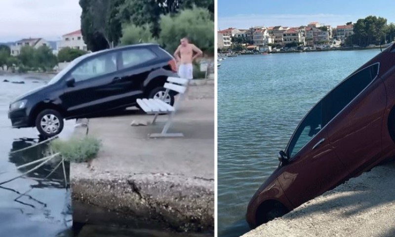 Nepažnja, loša procjena ili navigacija: Dva automobila “vise” iznad mora VIDEO/FOTO