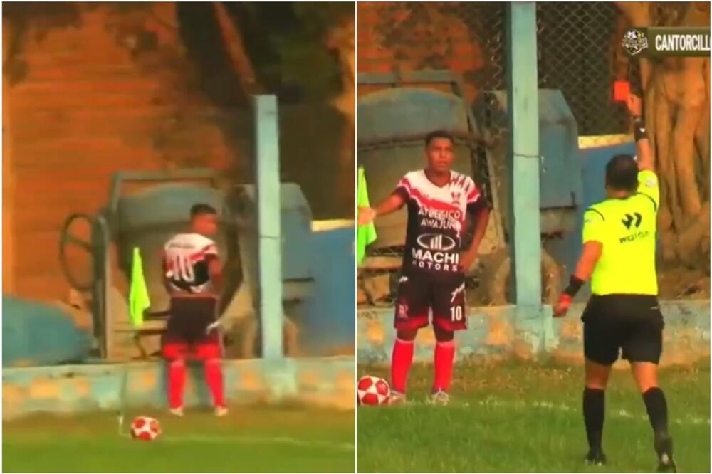 Fudbaler vršio nuždu usred utakmice: Protivnik ga ocinkario, sudija mu pokazao crveni karton VIDEO