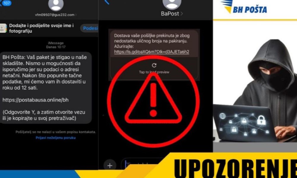 Stigao apel iz pošte: Ne nasjedajte na lažne SMS poruke o neuspjeloj dostavi pošiljke FOTO