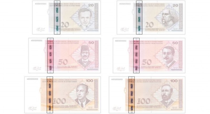 Nemaju ovo zaštitno obilježje: Centralna banka BiH povlači iz opticaja novčanice 10, 20, 50 i 100 KM