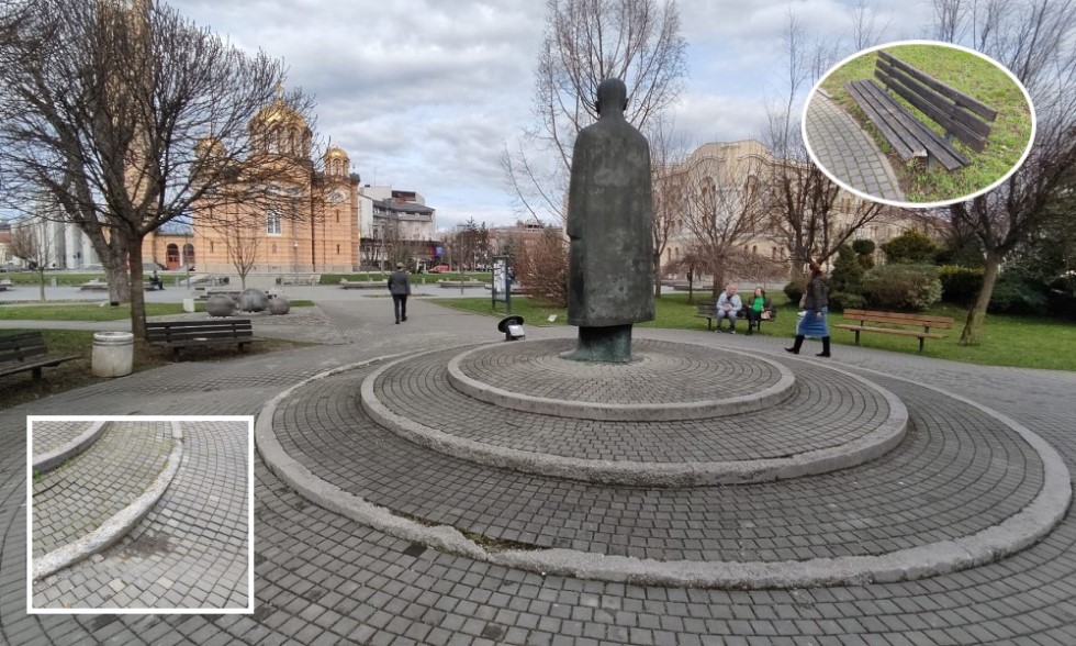 Ban kao da je zaboravljen: Oronuli pločnik i popucale klupe u centru Banjaluke FOTO