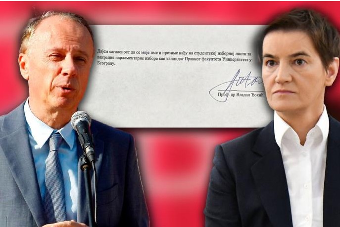 Brnabićeva tvrdi: Rektor Đokić potpisao saglasnost da bude na studentskoj listi