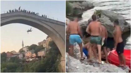 Skok stranog turiste sa Starog mosta izazvao haos: Mostarci ga fizički napali VIDEO
