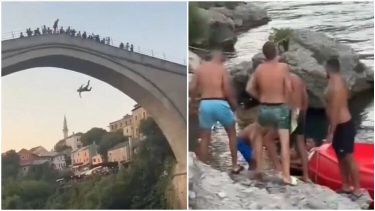 Skok stranog turiste sa Starog mosta izazvao haos: Mostarci ga fizički napali VIDEO