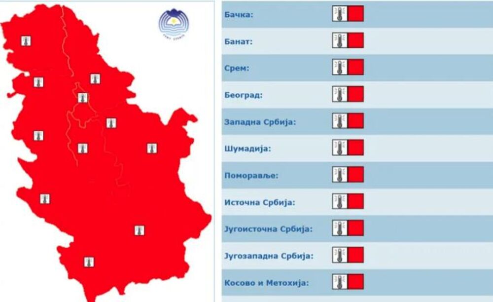 Pakleno vruće: Crveni meteoalarm na području cijele Srbije