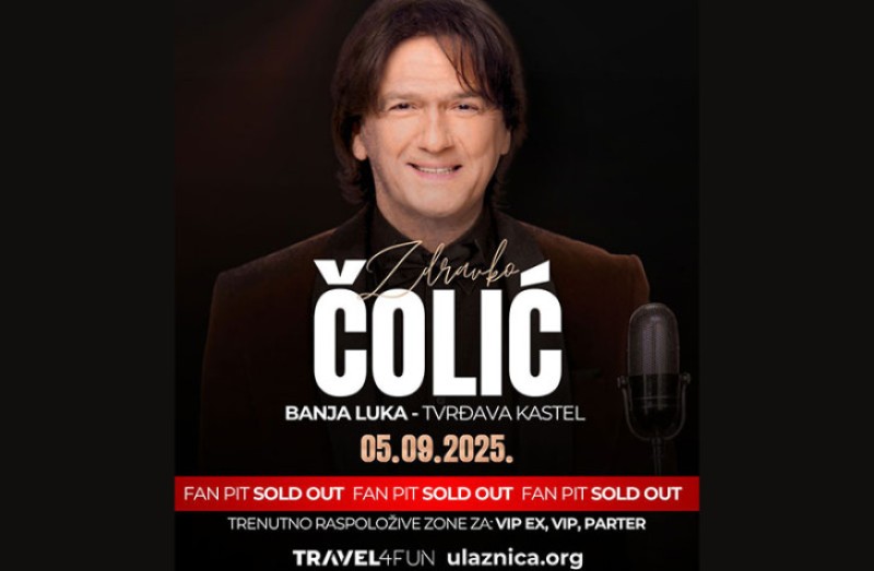 Zdravko Čolić u Banjaluci: Fan pit rasprodat, ostalo još malo ulaznica za ostale zone