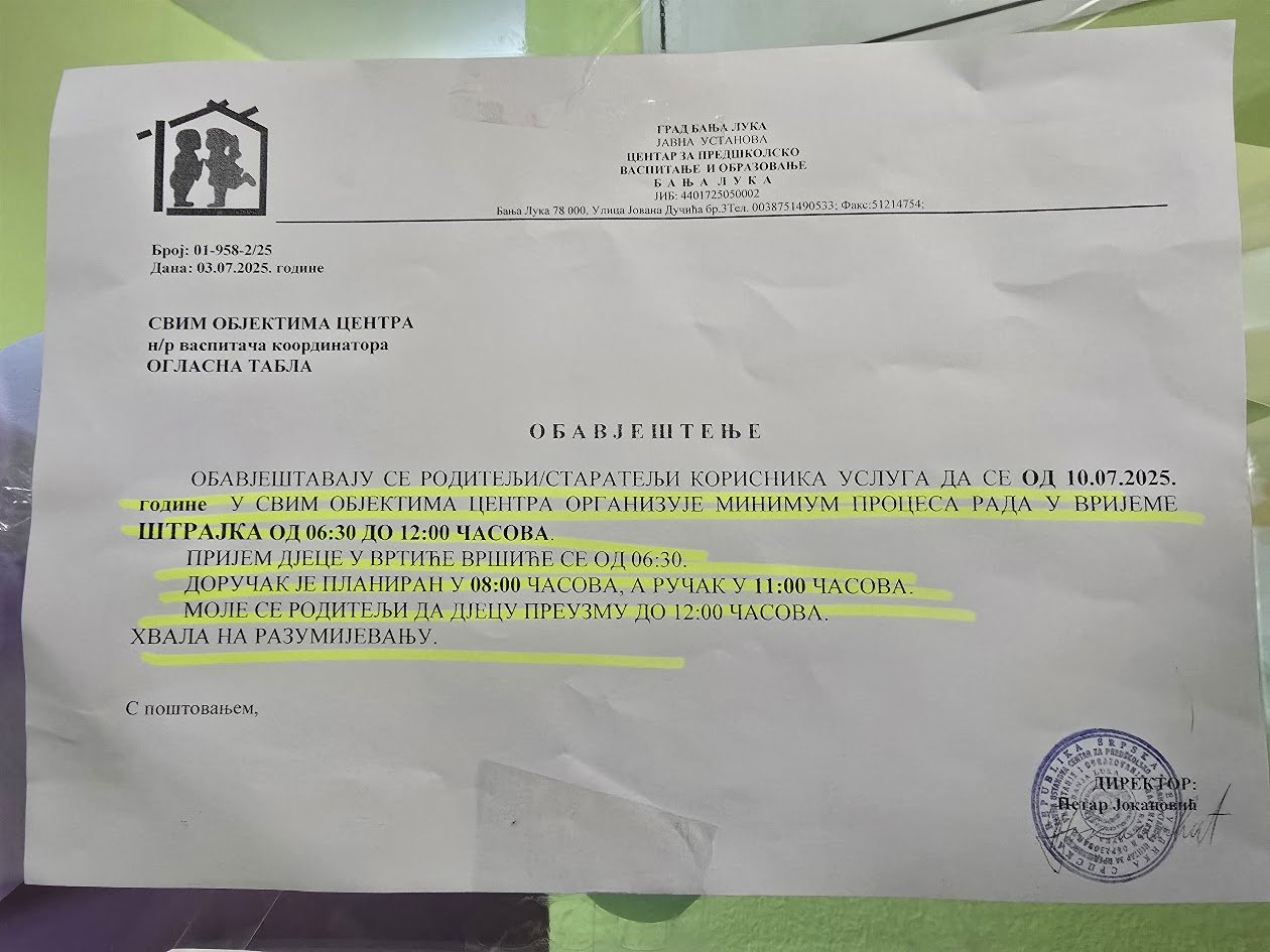 Od četvrtka vaspitačice iz javnih vrtića u generalnom štrajku: “Hvala na razumijevanju”