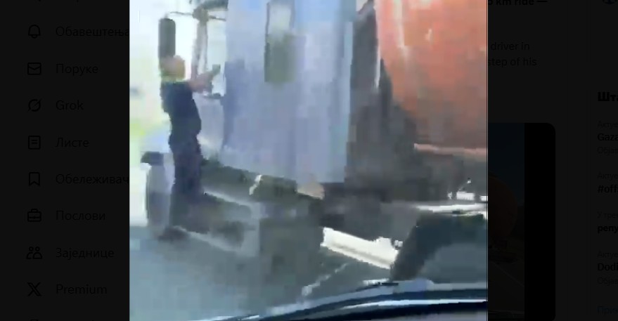 Odbio se zaustaviti: Kamiondžija vozio policajca pet kilometara na blatobranu VIDEO