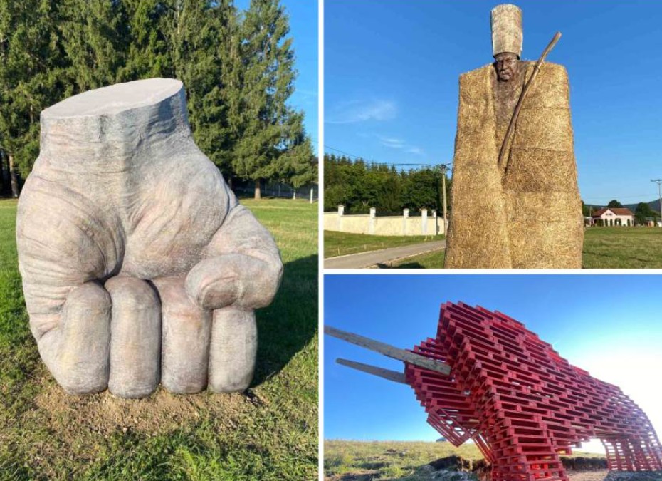 Izgrađene od slame, betona i paleta: U okviru Kočićevog zbora postavljene skulpture “Čoban”, “Šaka” i “Bik”