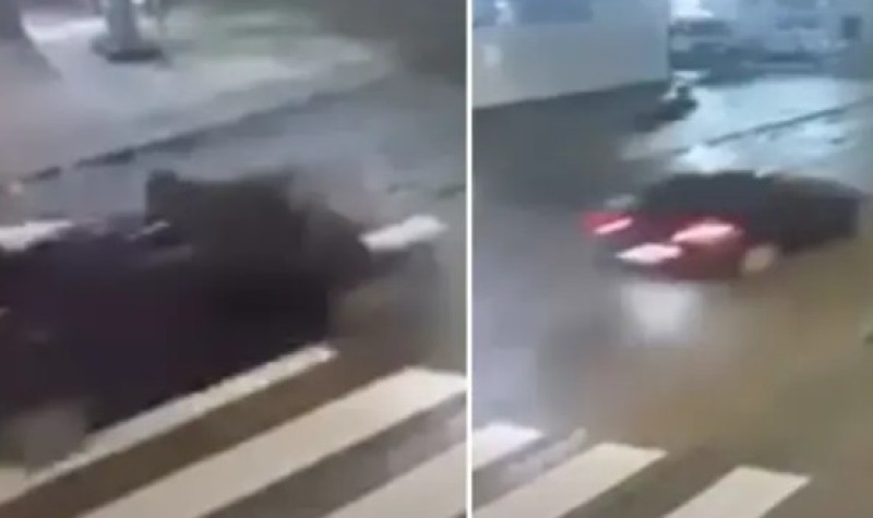 Stravičan snimak nesreće u Bijeljini! Autom pokosio pješaka, odletio u vazduh VIDEO