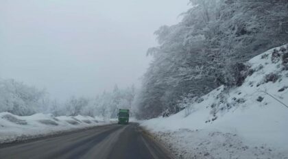 Snijeg otežava saobraćaj: Teretna vozila zaglavljena u tunelu Karaula