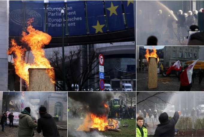 Brisel u plamenu: Poljoprivrednici izazvali haos VIDEO